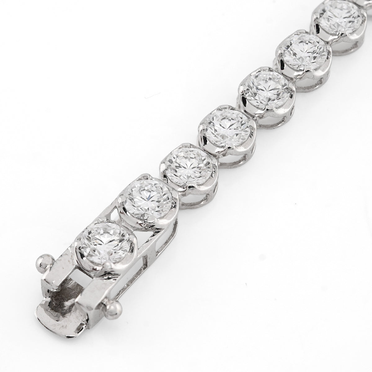 14K White Gold 7CT Lab Diamond 7" 15 Pointer Men Women Tennis Bracelet 4.5MM 7g — view 4