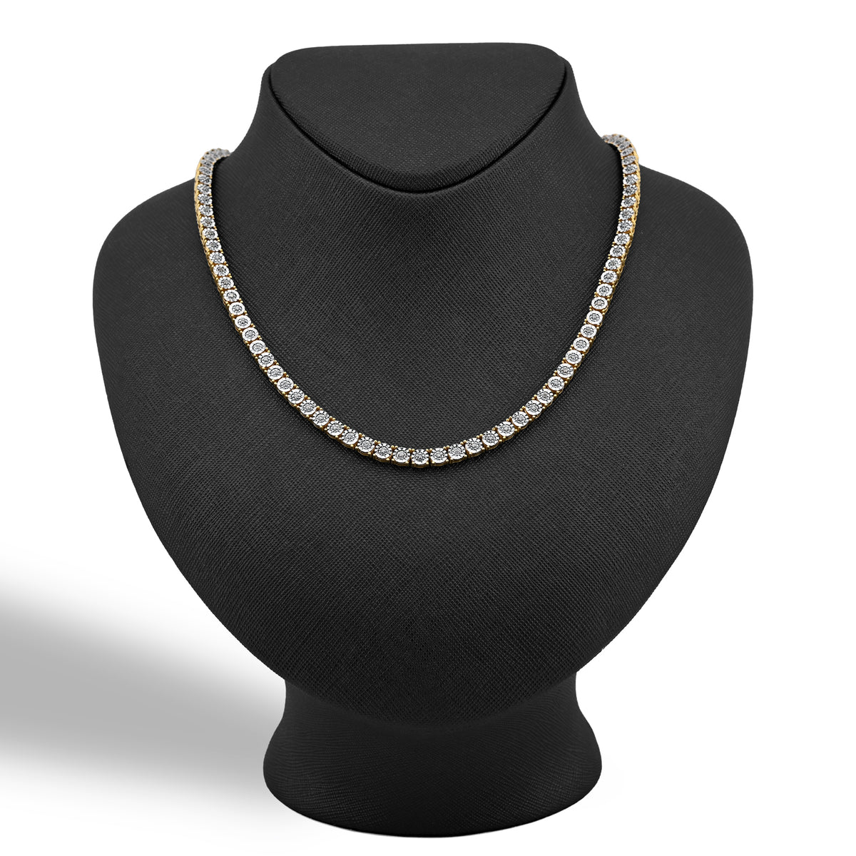925 Yellow 2CTW Natural Diamond Tennis Chain 4.5MM Necklace 18" Men — view 5