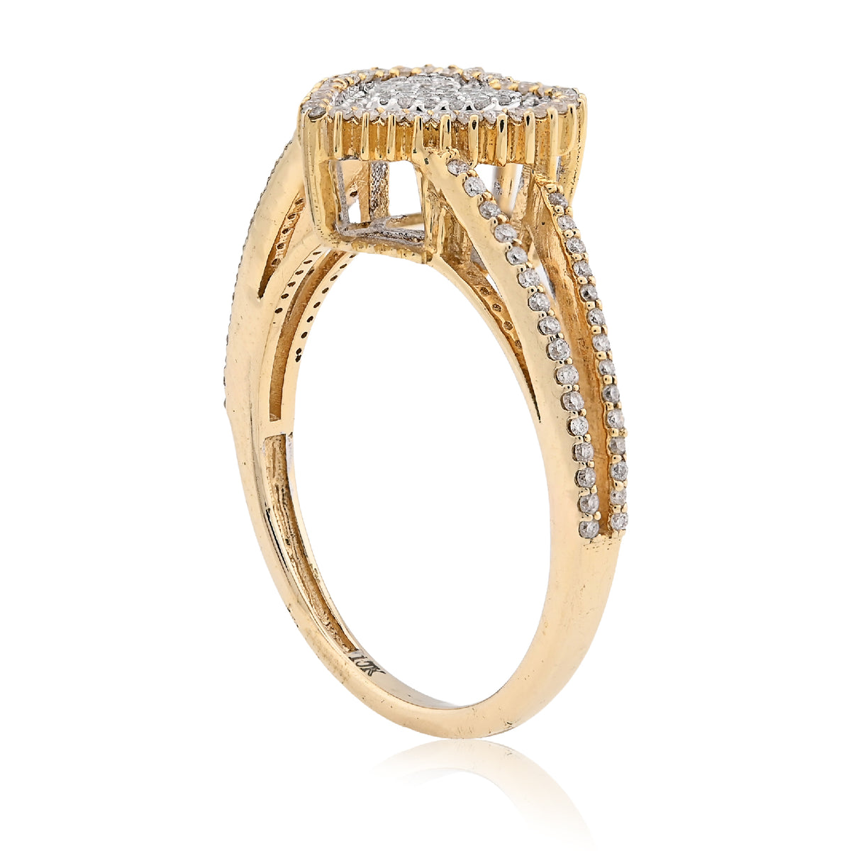 10K Yellow/White Gold 0.35CT Natural Diamond Dual Heart Women Ring — view 5