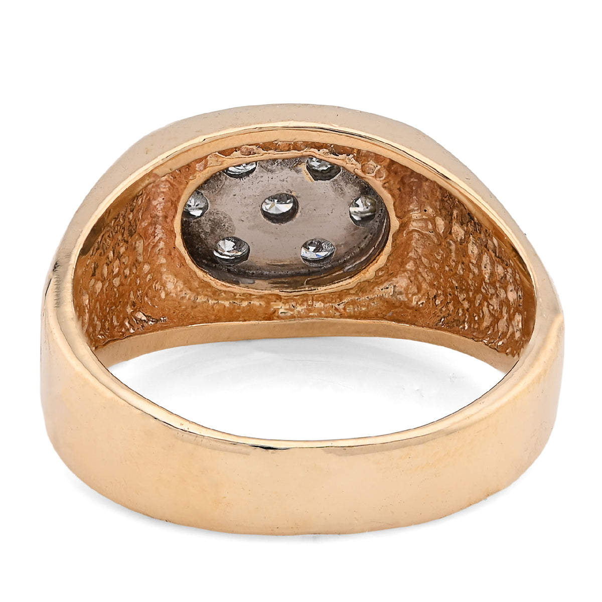 10K Yellow Gold 0.5CT Natural Diamond Oval Rectangular Shape Men Pinky Ring — view 7