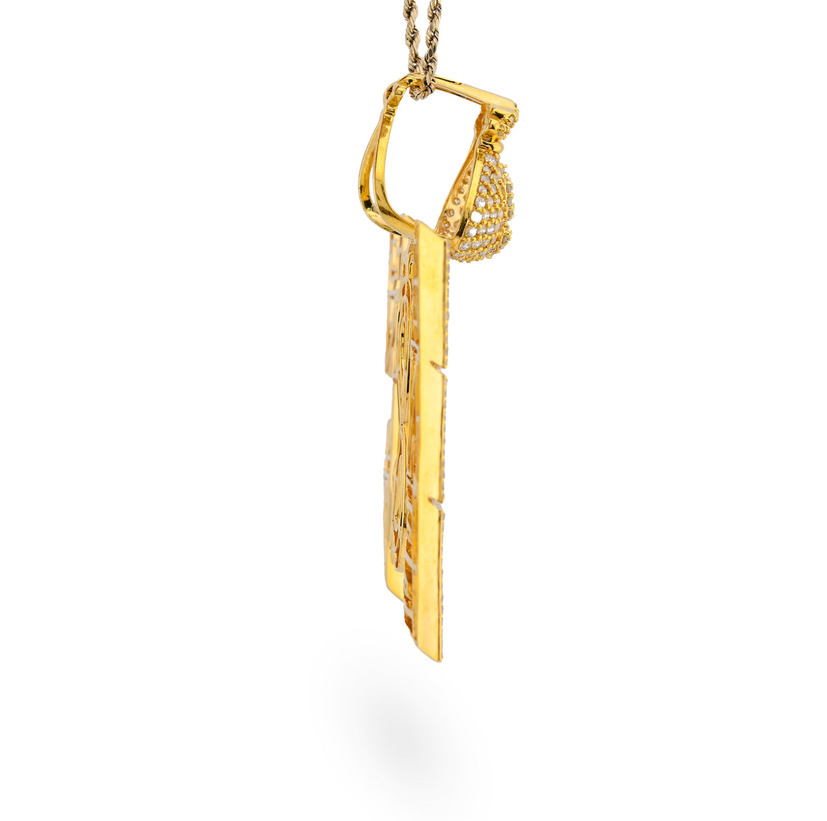 10K Yellow Gold "ONE & ONLY" Money Bag Custom Pendant 8CT Natural Diamond Men Charm — view 3