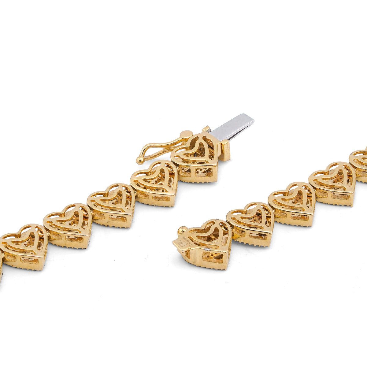 10K Yellow Gold 6.81CT Natural Diamond Heart Shape Baguette/Round 18" Women 7.5MM Necklace — view 6