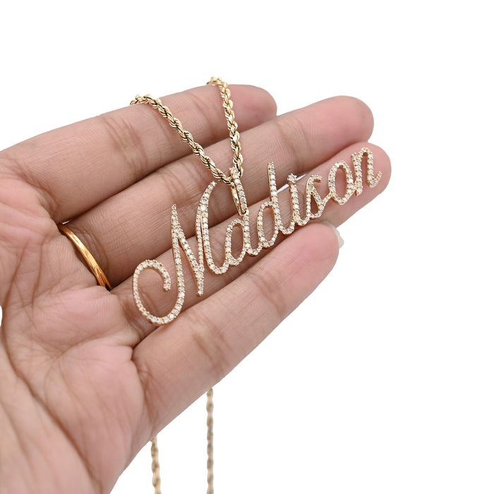 10K Yellow Gold 1.5 CT Natural Diamond "MADISON" Name Pendant 5.0 g Women Charm — view 1