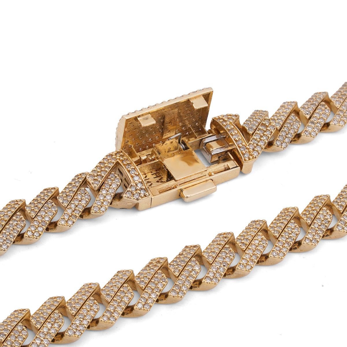14K Yellow Gold 8.5CT Natural Diamond 10MM Men Box Cuban link Chain 24" Necklace — view 6
