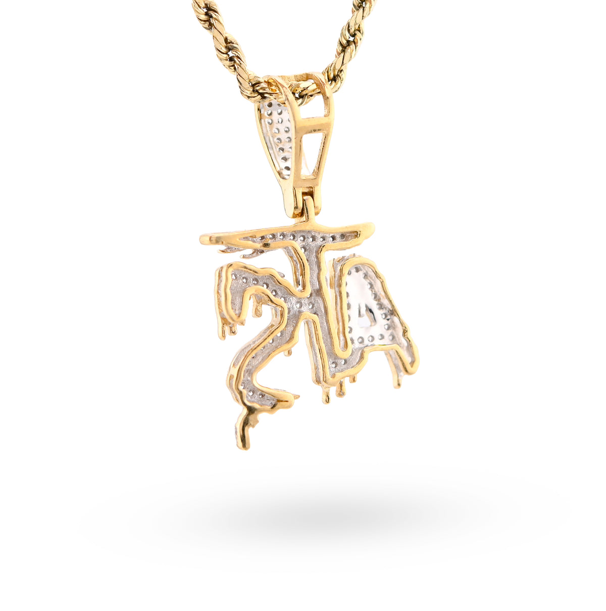 10K Yellow Gold 0.75CT Natural Diamond "ATS" Letter Pendant Men Women Charm — view 6