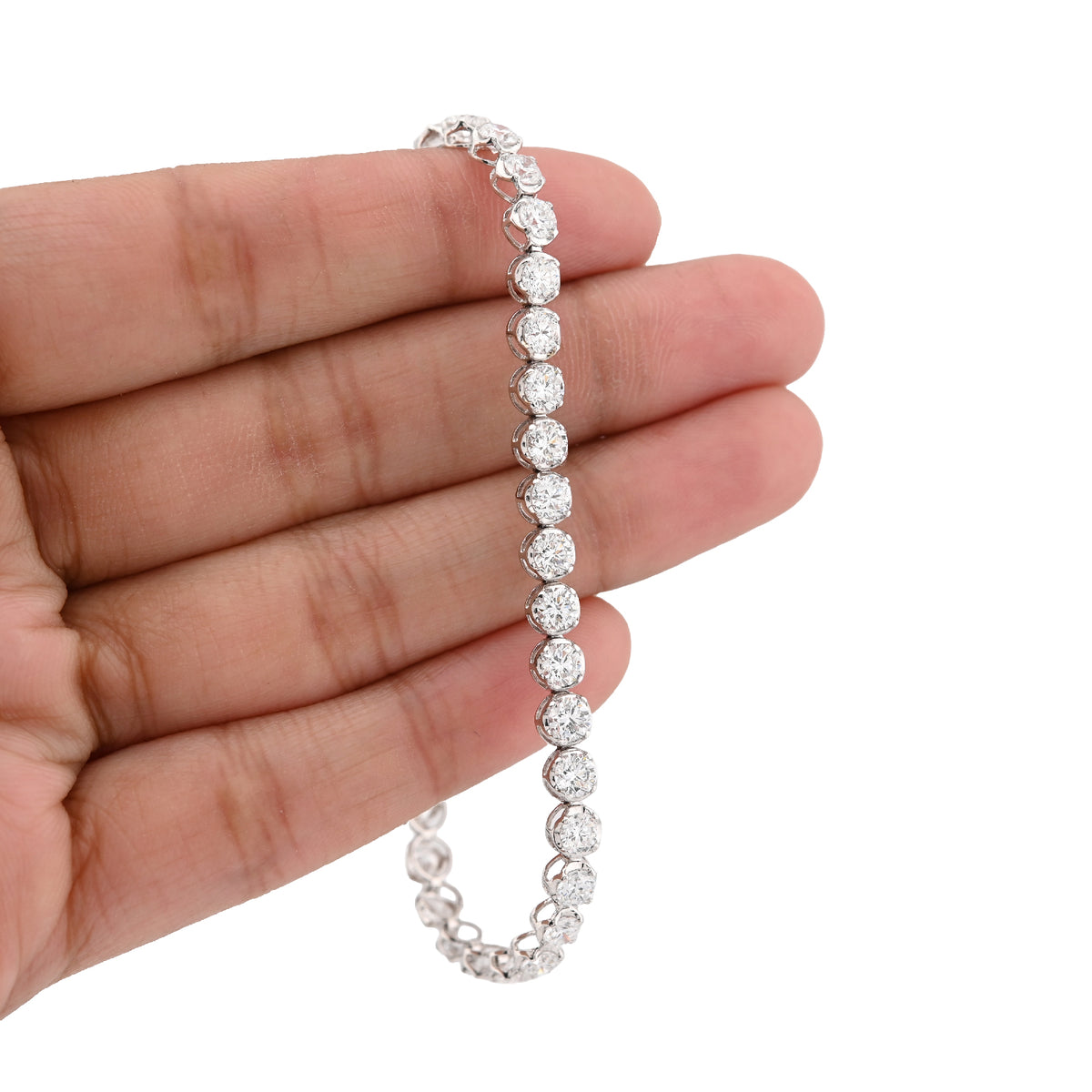 14K White Gold 7CT Lab Diamond 7" 15 Pointer Men Women Tennis Bracelet 4.5MM 7g — view 5