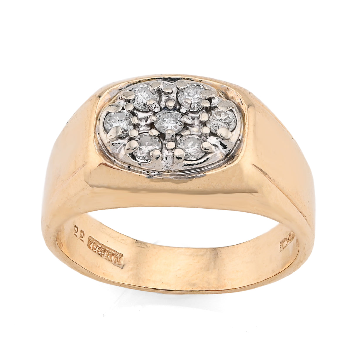 10K Yellow Gold 0.5CT Natural Diamond Oval Rectangular Shape Men Pinky Ring — view 2
