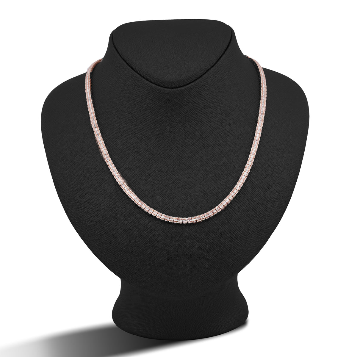 10K Rose Gold 6.01CT Natural Diamond Natural Diamond Baguette Centre Row 4MM Tennis Chain 22" Men Women Necklace — view 2