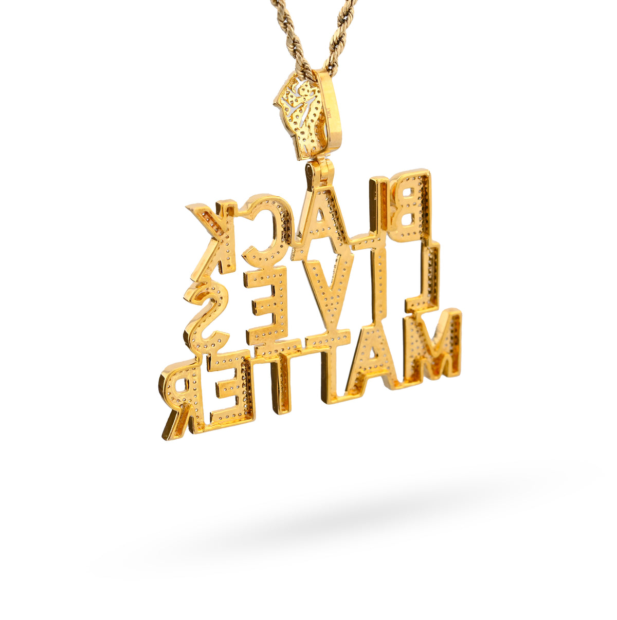 10K Yellow Gold 1.65CT Natural Diamond "BLACK LIVES MATTER" Men Pendant Women — view 8