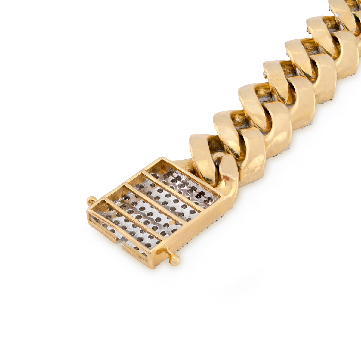 10K Yellow Gold 13CT Natural Diamond 14MM Cuban Link Bracelet 8" Men Women 56.4g — view 14