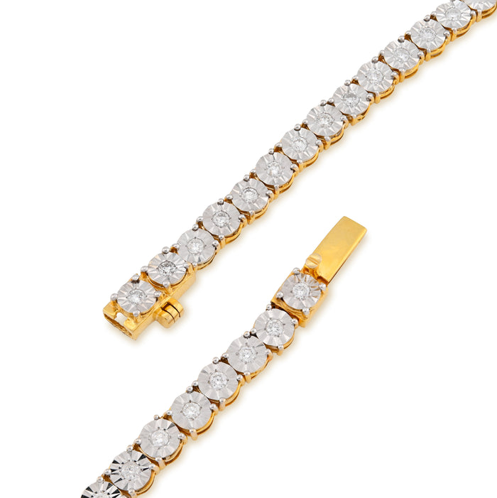 10K yellow Gold 4.94CT Natural Diamond Tennis Chain 5.5MM Necklace 22" — view 1