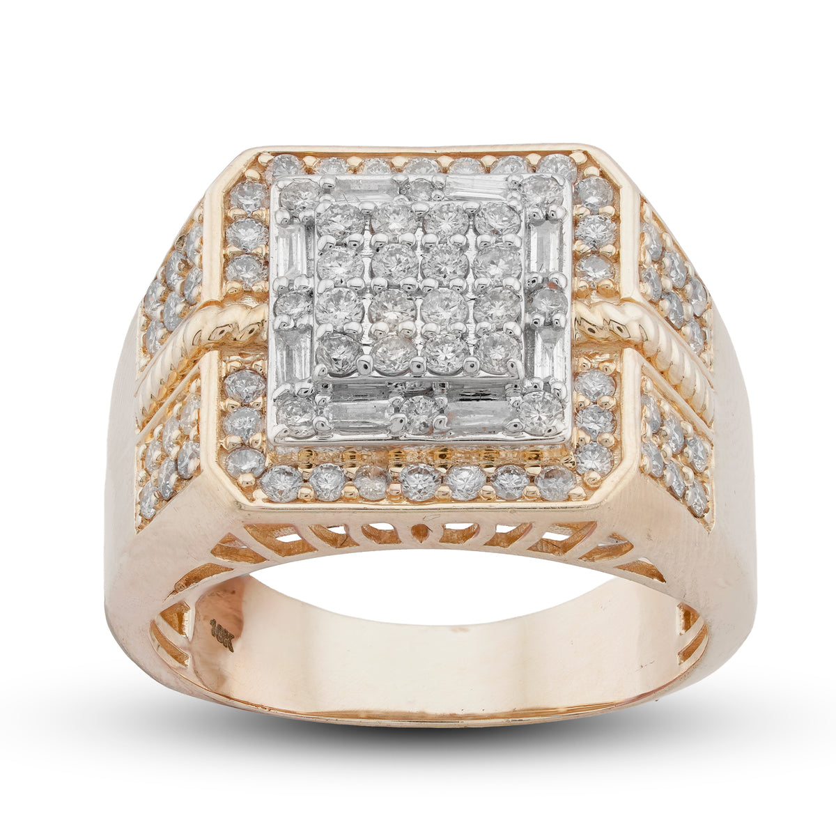 Square Shape Yellow Baguette Ring 1.25CT Natural Diamond 10K Yellow Gold Ring