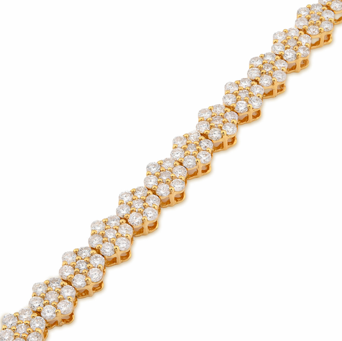 10K Yellow Gold 4CT Natural Diamond Hexagon Shape Cluster Tennis Bracelet 4.4MM 7" Men Women 7.2g  — view 2
