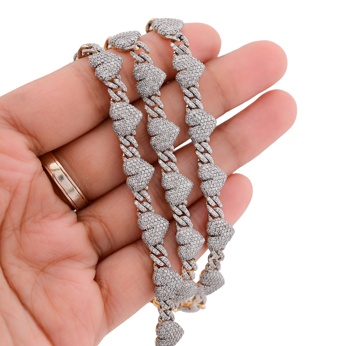 Heart Cuban Link Necklace 14CT Natural Diamond 10K Yellow Gold 20" Women Chain — view 9