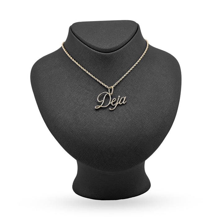 10K Yellow Gold 1 CT Natural Diamond "DEJA" Name Pendant 3 g Charm — view 1