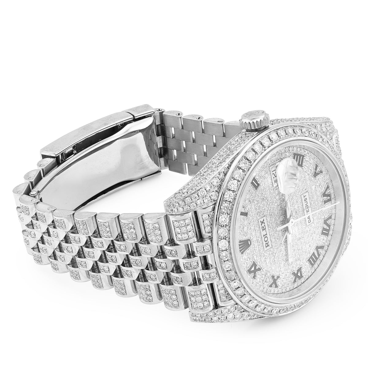 41MM Rolex DJ Natural Diamond 18CT Bussdown Single Row Bezel Roman Dial Jubilee Band — view 4