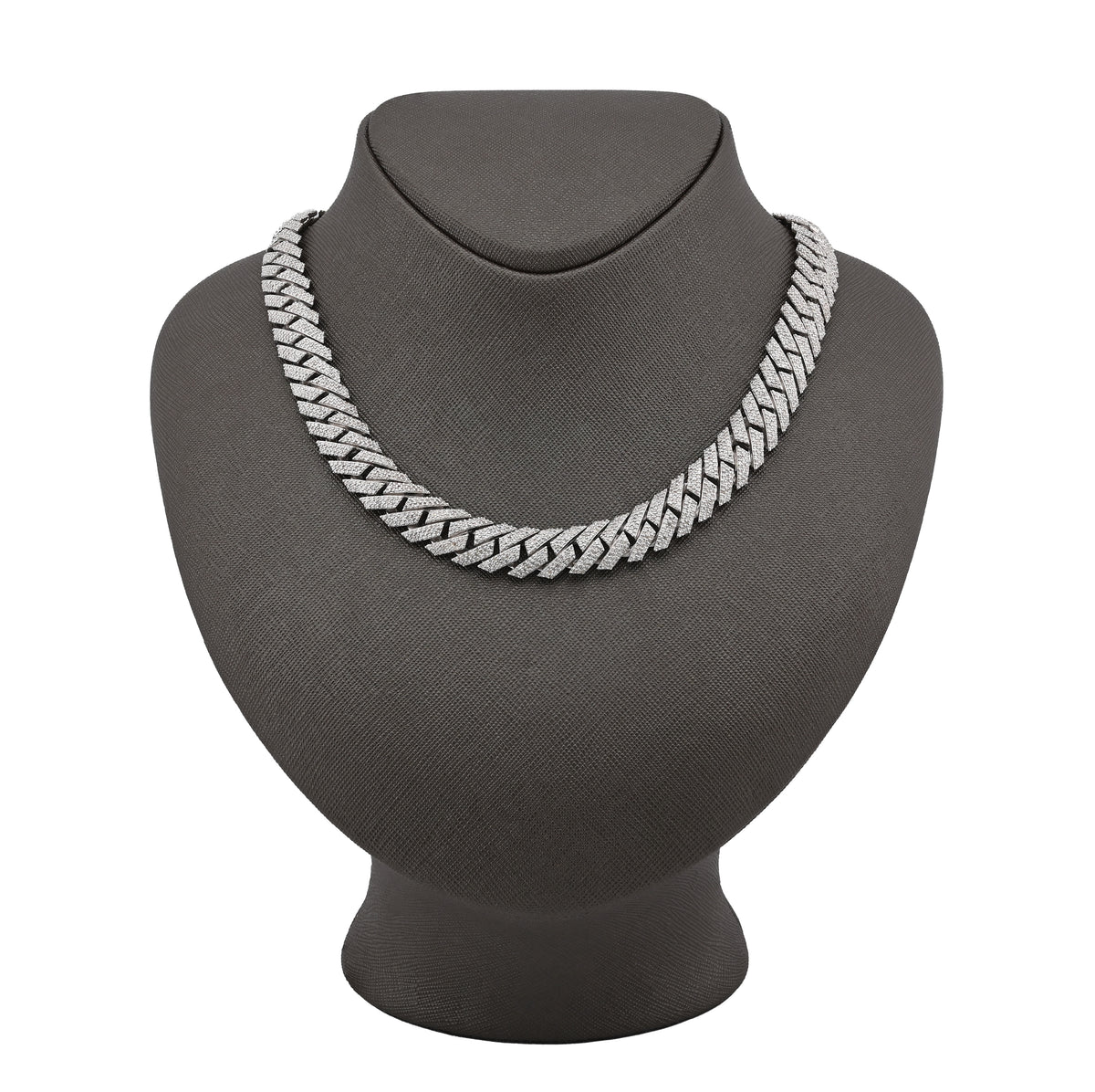 925 Sterling Silver 14.83 CT Natural Diamond 12 MM Snake Cuban Link Necklace 18" Men Chain 96.7 g — view 1