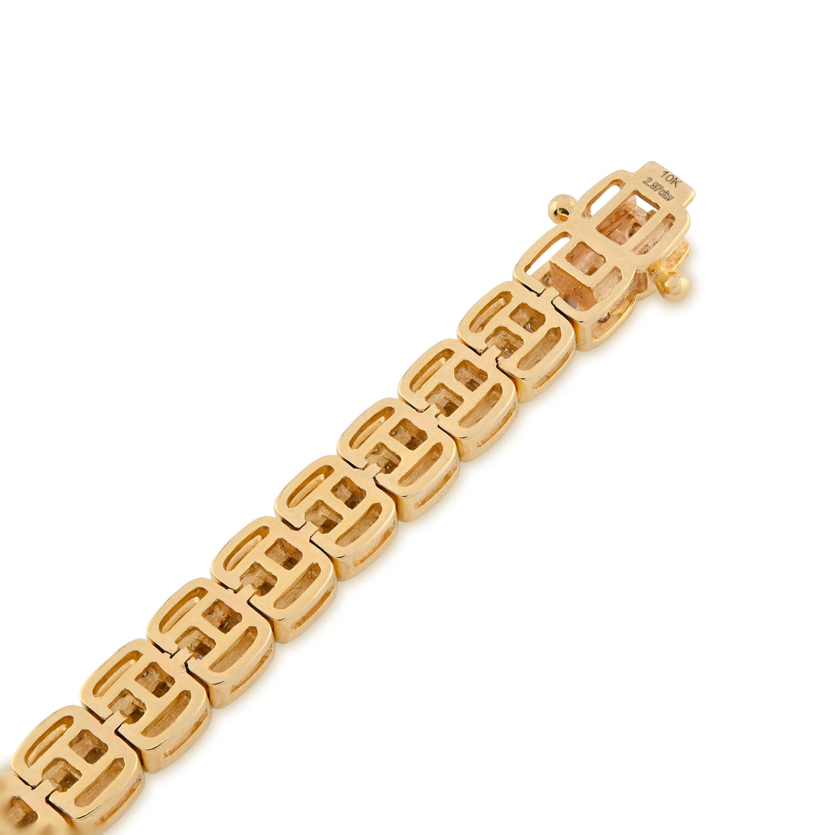 10K Yellow Gold 2.97CT Natural Diamond Round/Baguette 5MM Tennis Bracelet 7" — view 3