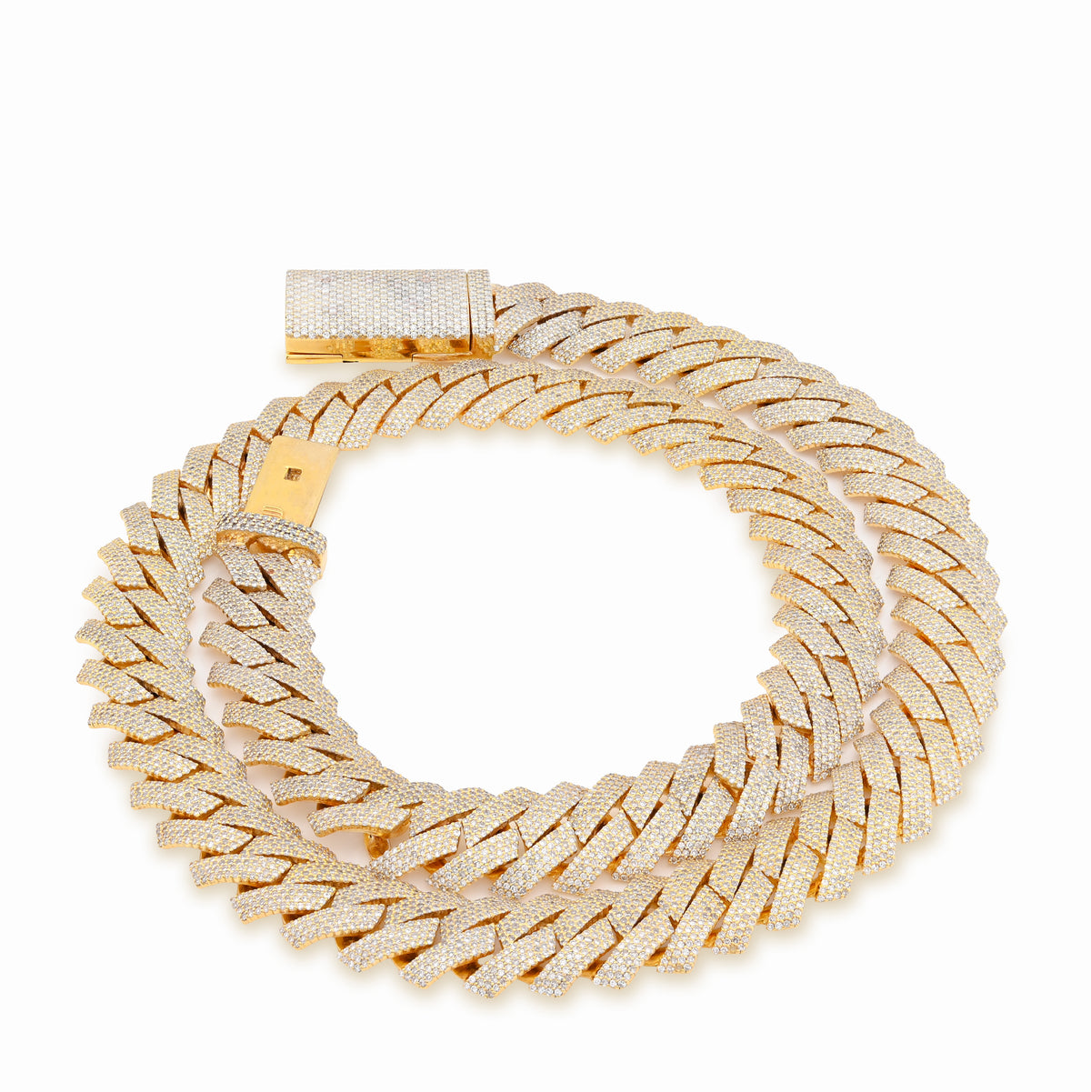 10K yellow Gold 23.5CT Natural Diamond 14MM Cuban Link Chain 22" Men Necklace 169.6g — view 5