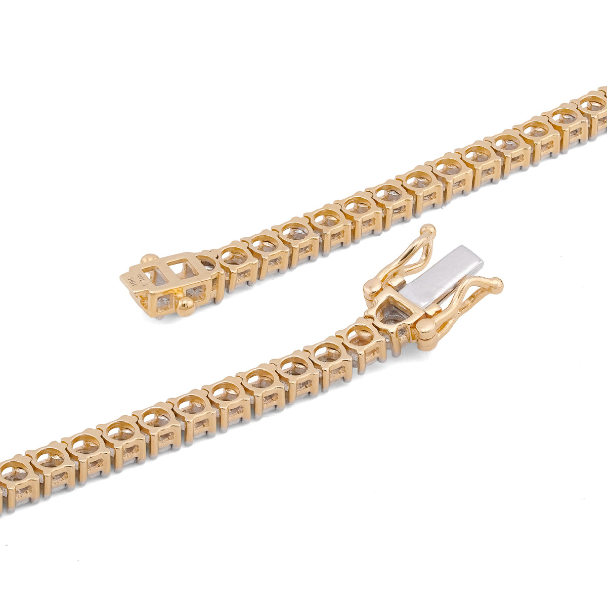 10K Yellow Gold 1.71CT 3.3MM Natural Diamond 22" Illusion Tennis Chain — view 5