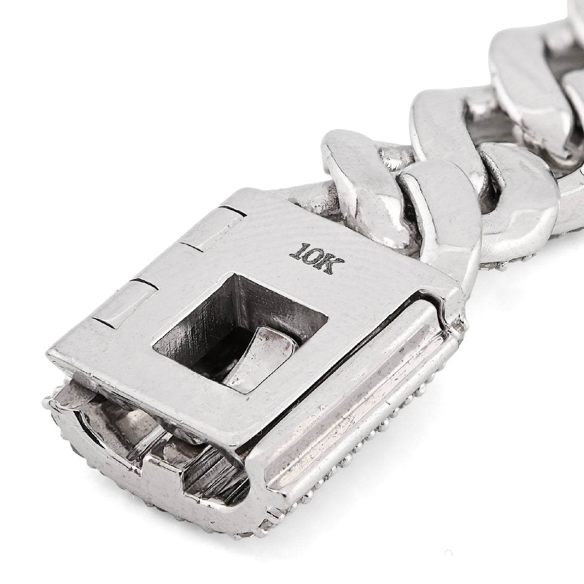 10K White Gold 5.35CT Natural Diamond Round 10MM Cuban Link Men Women 8" Bracelet 35.3g — view 7