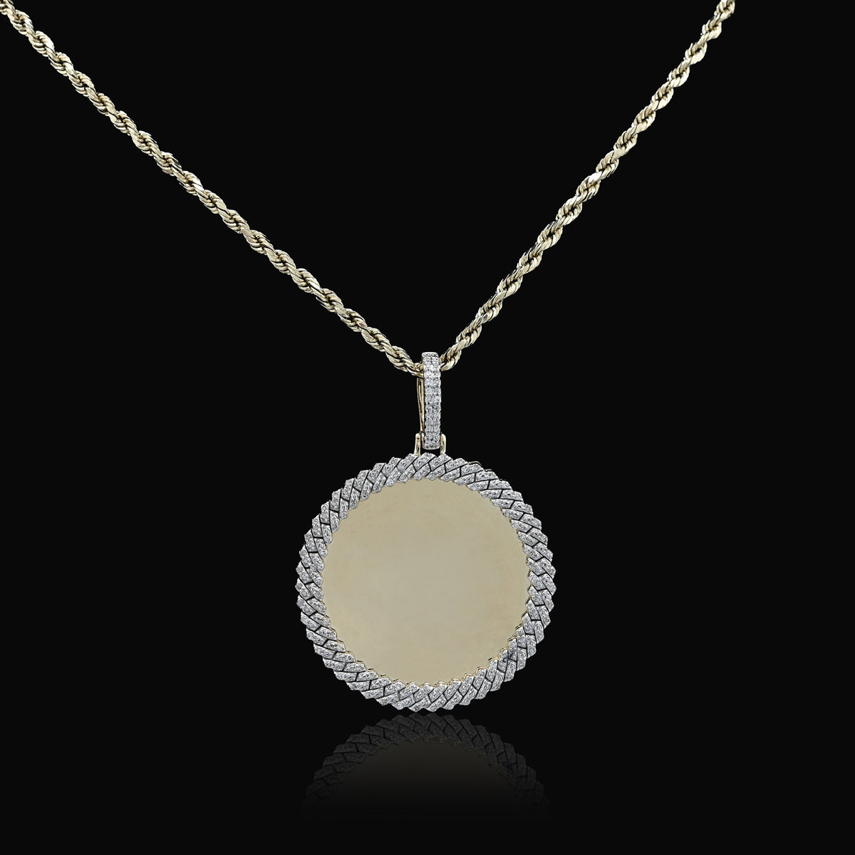 10K yellow Gold 0.25 CT Natural Diamond Memory Picture Pendant Men Women Charm — view 7