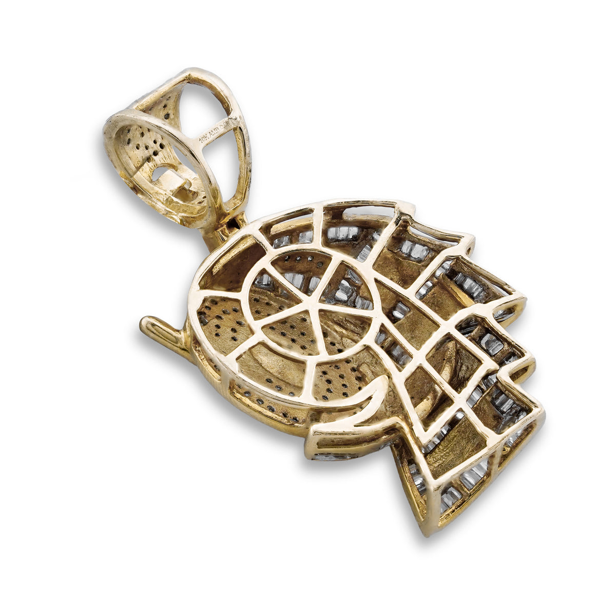 Roll Of Money Iced Out Charm Baguette/ Round 2ct Natural Diamond 10K Gold Men Women Pendant