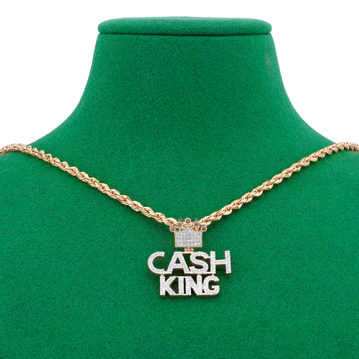 CASH KING Charm w/ Crown Bail 1.06ct Natural Diamond 10K Gold Men Pendant