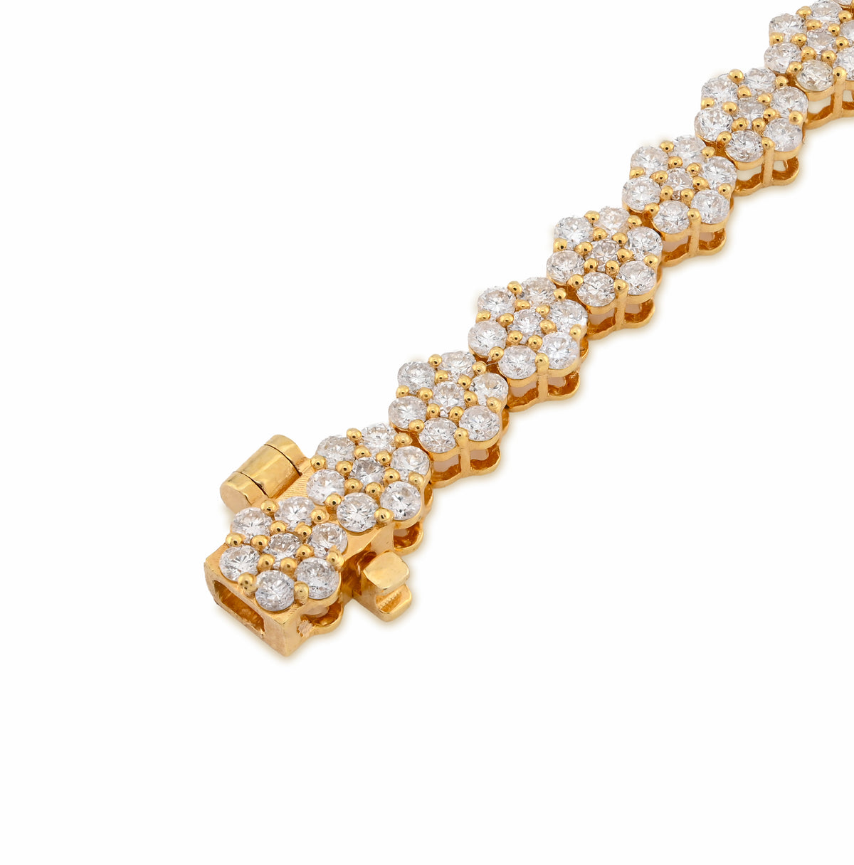10K Yellow Gold 4CT Natural Diamond Hexagon Shape Cluster Tennis Bracelet 4.4MM 7" Men Women 7.2g  — view 6