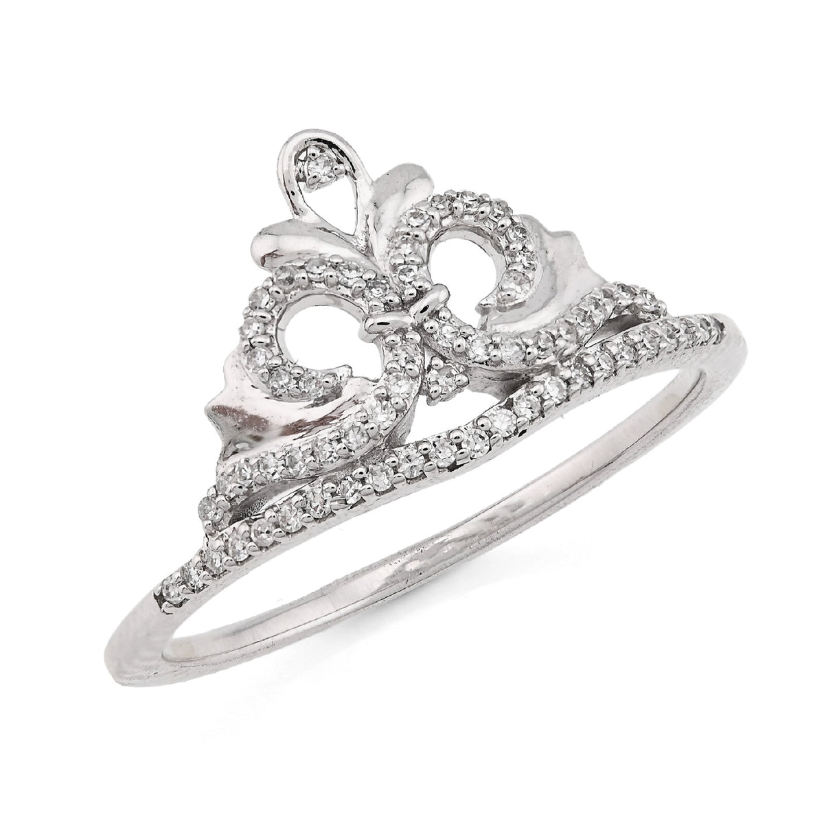 925 WS 0.10CT Natural Diamond Princess Crown Women Band RING — view 3