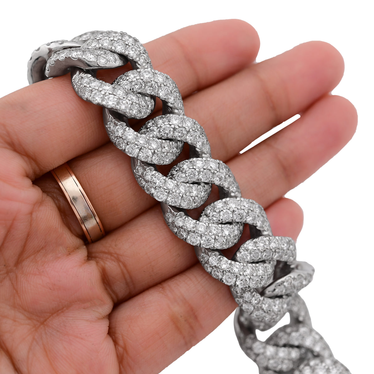 18MM Cuban Link Chain 104.5CT Lab Diamond 925 Silver 22" Big Pointer Men Necklace — view 5