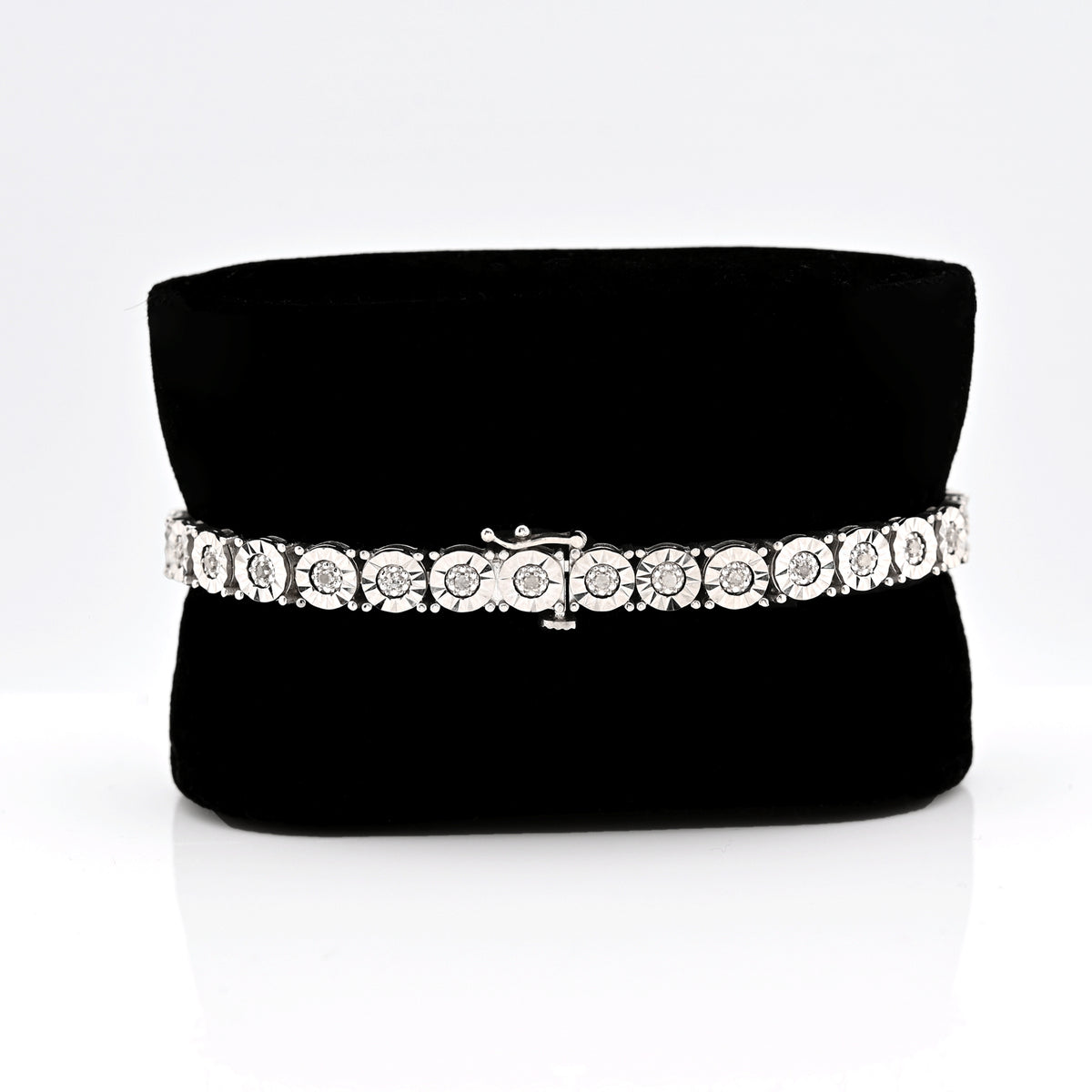 925 Silver 0.8CTW Natural Diamond Tennis Bracelet 5MM 8" Men — view 5