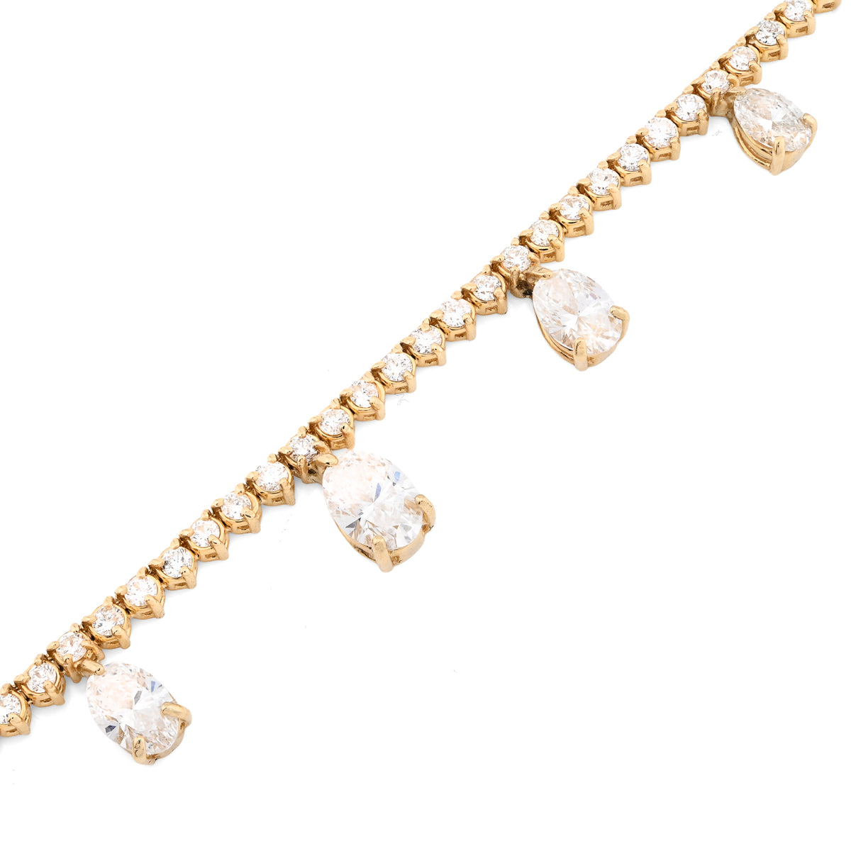 14K yellow Gold 9.52 CT Lab Diamond Solitaire Tennis Chain 17" Women 18.8 g Necklace — view 5