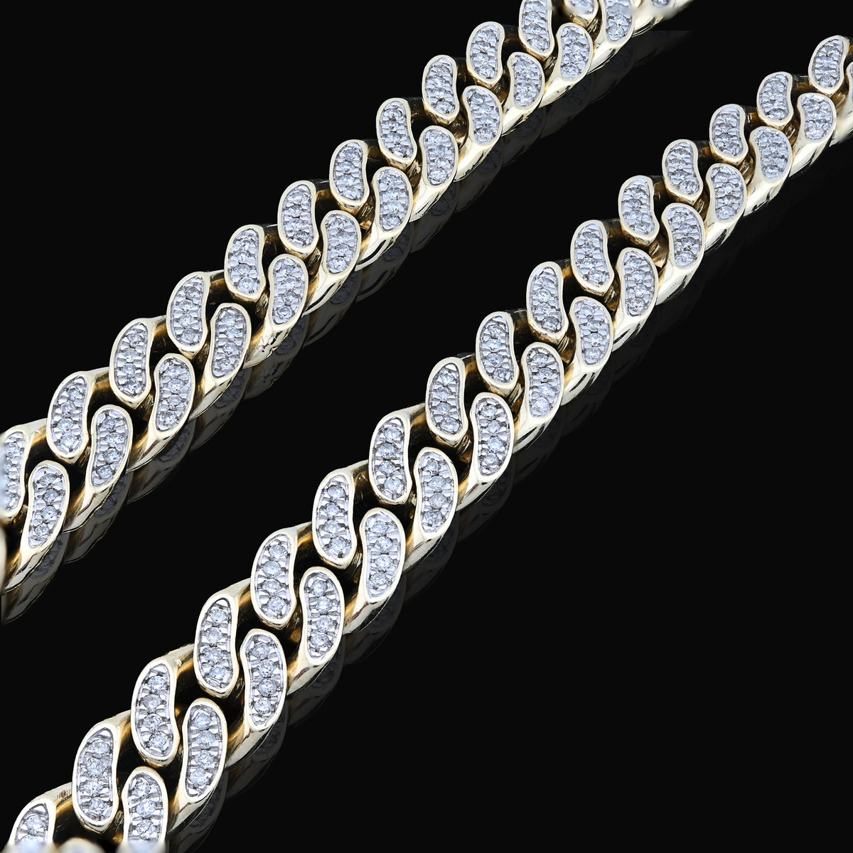 10K Yellow gold 9.7 CT Natural Diamond Cuban Link Chain 11.5 MM 22" Men Necklace 128.6 g — view 9