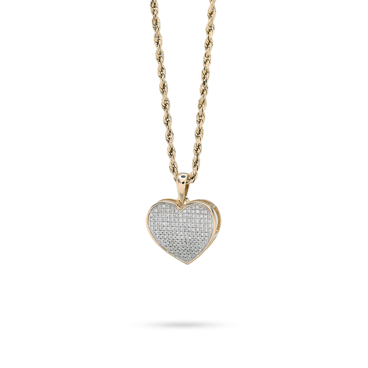 10K yellow Gold 0.45 CT Natural Diamond Heart Pendant Men Women Charm — view 4