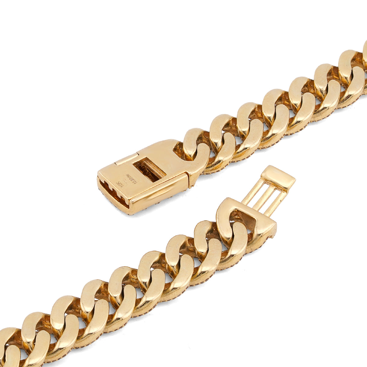 10K Yellow Gold 10.22CT Natural Round/Baguette Diamond 8MM Cuban Link Chain 22" Men Women Necklace — view 5