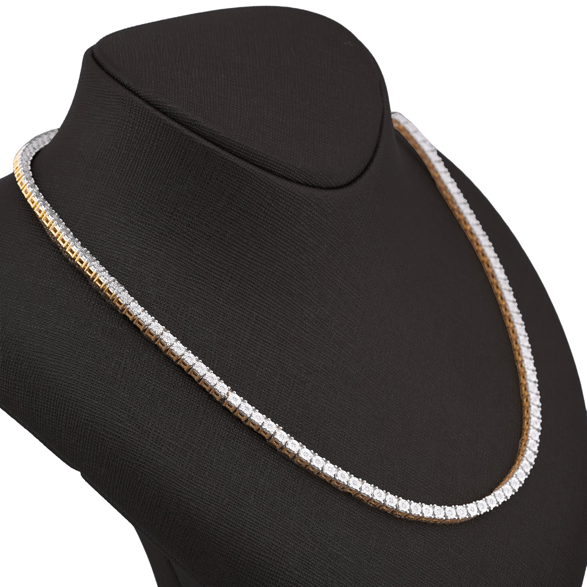 10K Yellow Gold 1.71CT 3.3MM Natural Diamond 22" Illusion Tennis Chain — view 3