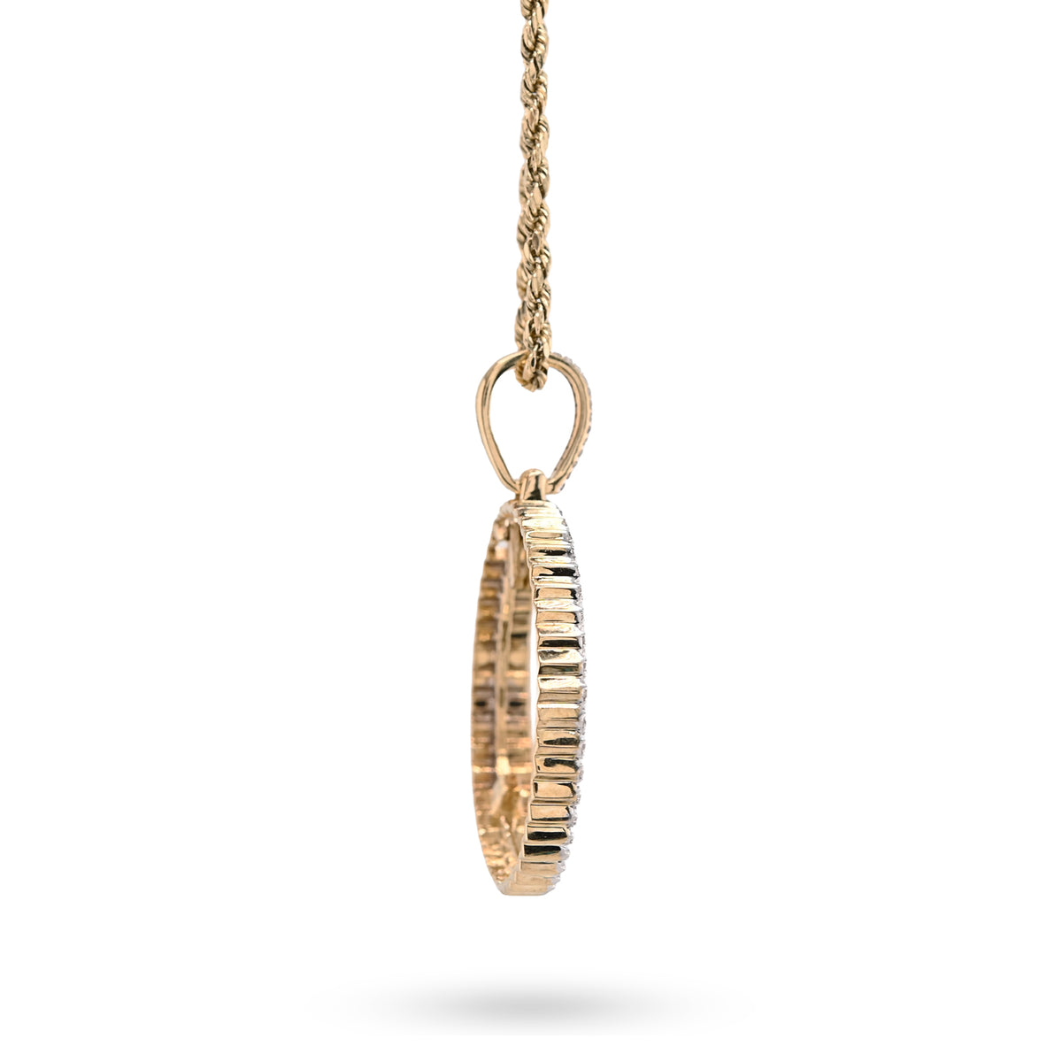 10K yellow Gold 0.25 CT Natural Diamond Memory Picture Pendant Men Women Charm — view 4