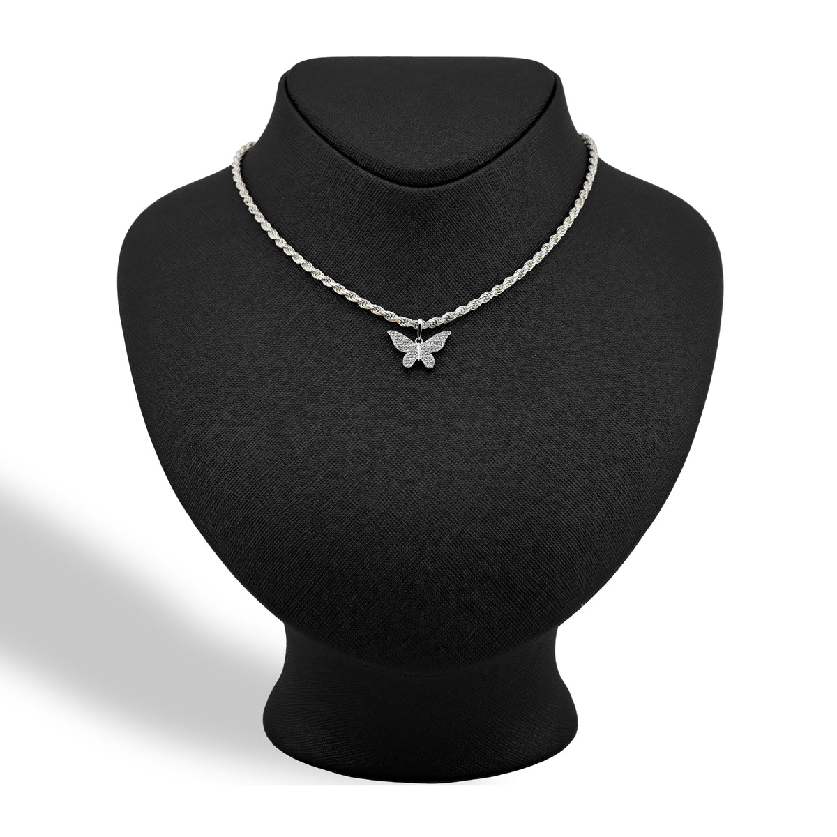10K White Gold 0.26CT Natural Diamond Butterfly pendant Women Charm — view 1