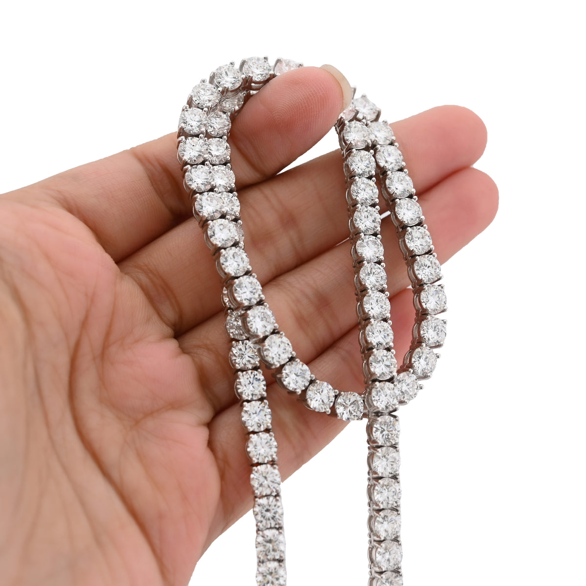 10K White Gold 55CTW Lab Diamond 50 Pointer 22" Tennis Chain 52.5g 5MM — view 9