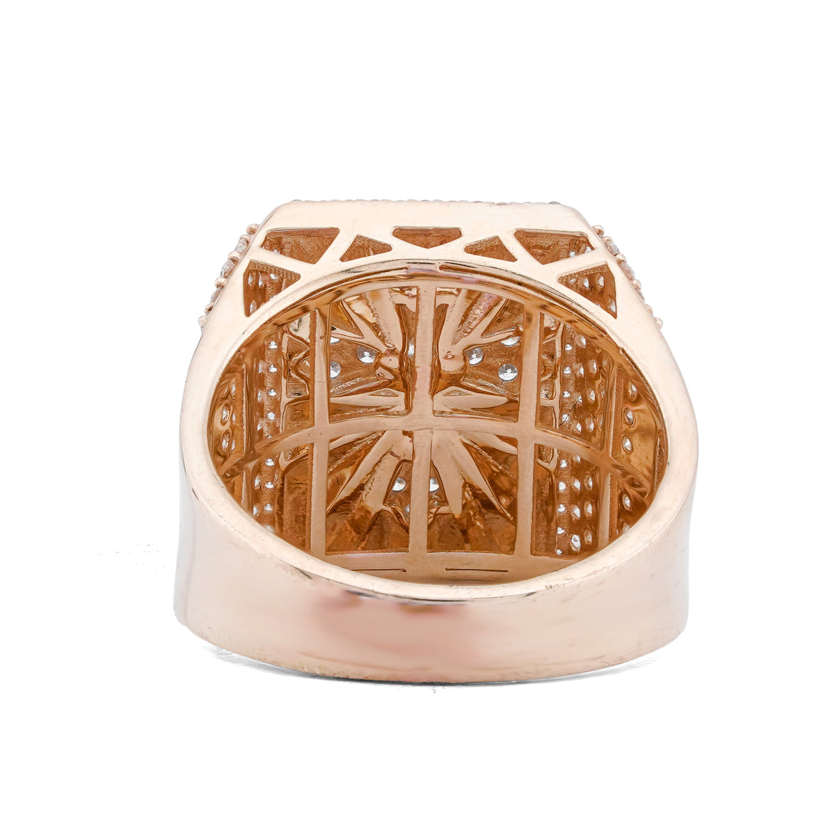 Cross Rectangular Ring 1.65CT Natural Diamond 10K Yellow Gold Men Ring
