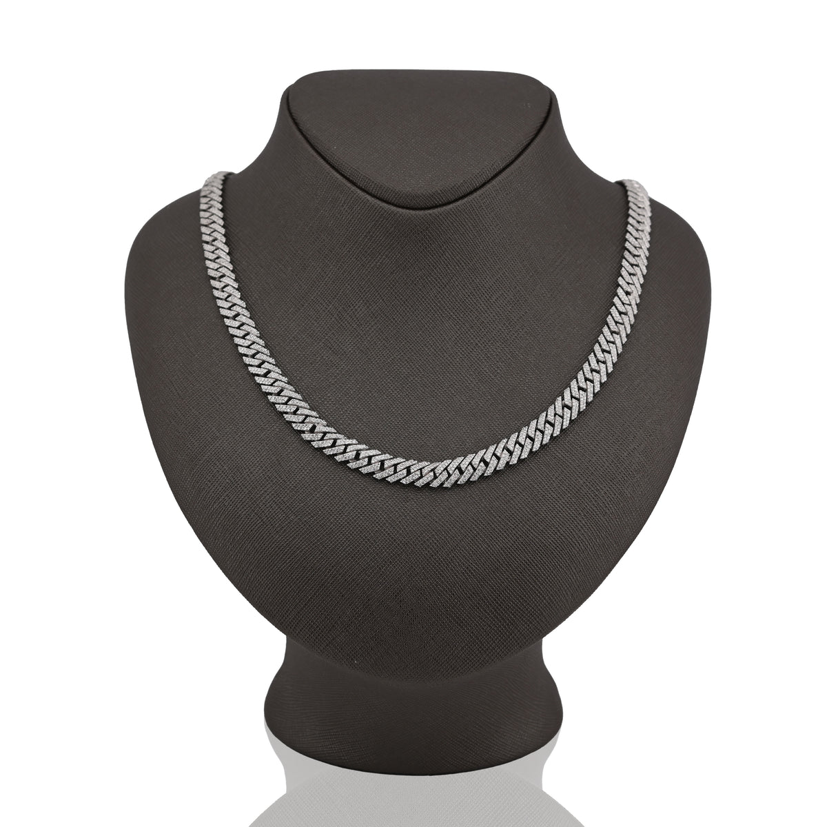 925 SS 9.7CT Natural Diamond Snake Cuban Link 8MM Chain Men Women 22" Necklace — view 9