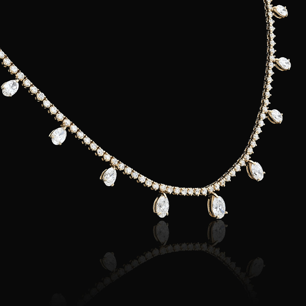 14K yellow Gold 9.52 CT Lab Diamond Solitaire Tennis Chain 17" Women 18.8 g Necklace — view 4