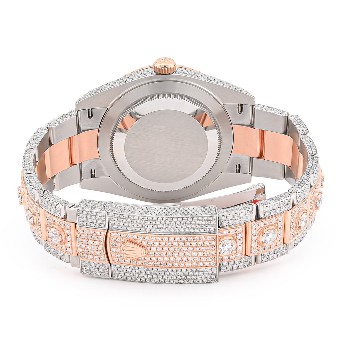 41MM Rolex DJ 20.5CT Natural Diamond 10 Pointers 2 Tone Rose & White Bussdown Roman Numeral Oyster Band Watch — view 3
