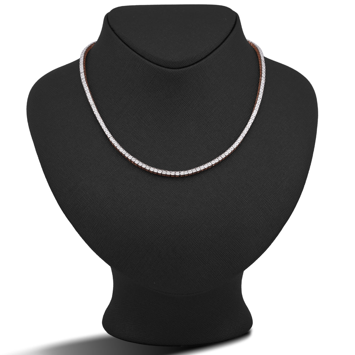 10K Rose Gold 0.78CT Natural Diamond 2.5MM Illusion Tennis Chain 18" Men Women Necklace — view 2
