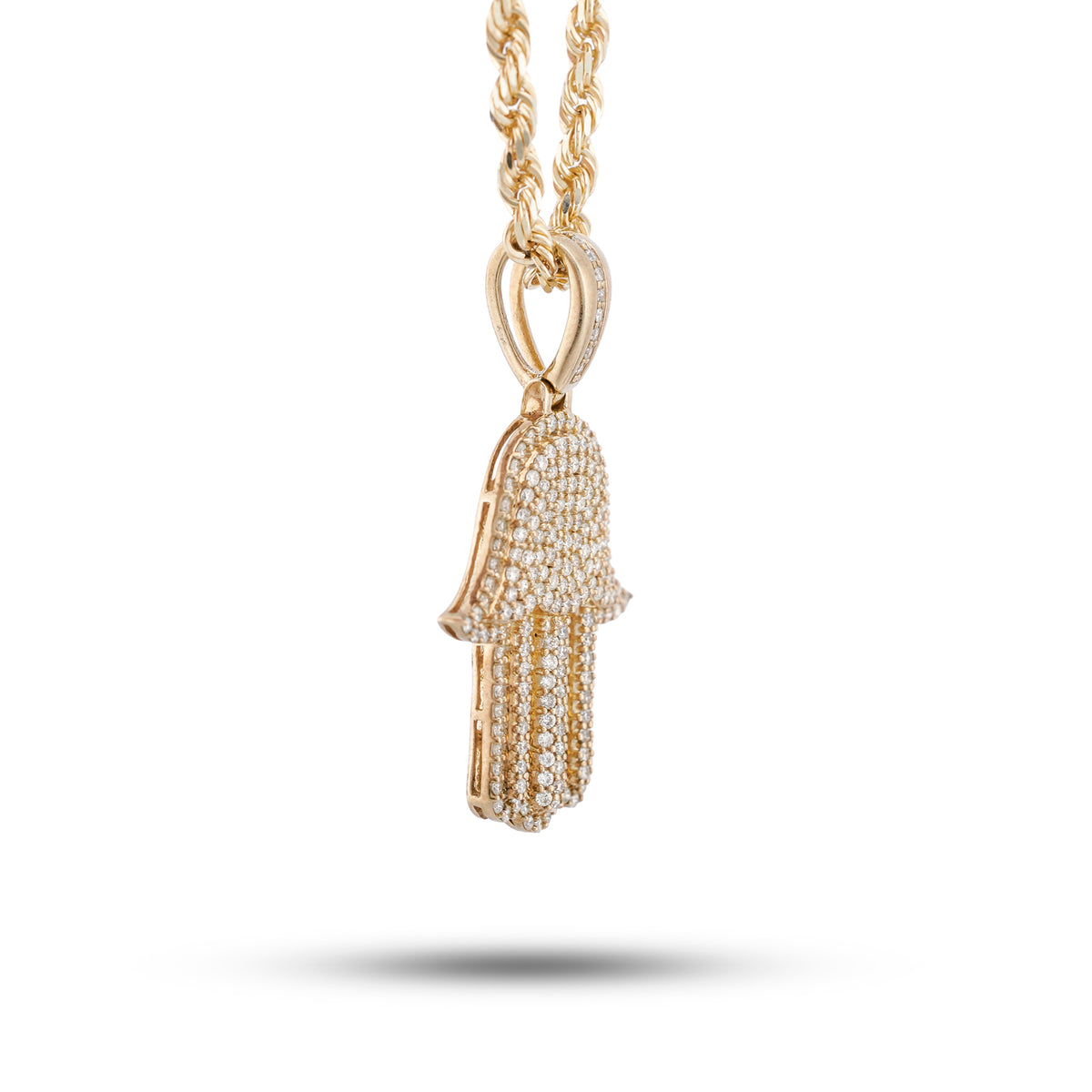 Hamsa Pendant Round 1.35ct Natural Diamond 10K Gold Men Women Charm