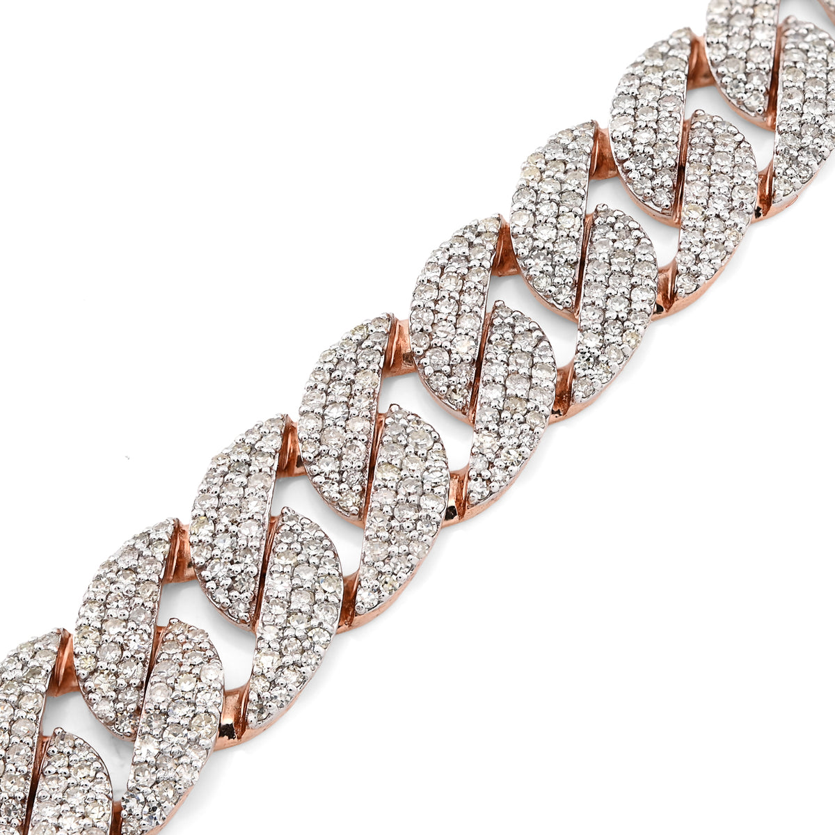 10K Rose Gold 10mm Natural Diamond 5.6CT Cuban link Bracelet 7.5" Men 23.2g — view 6