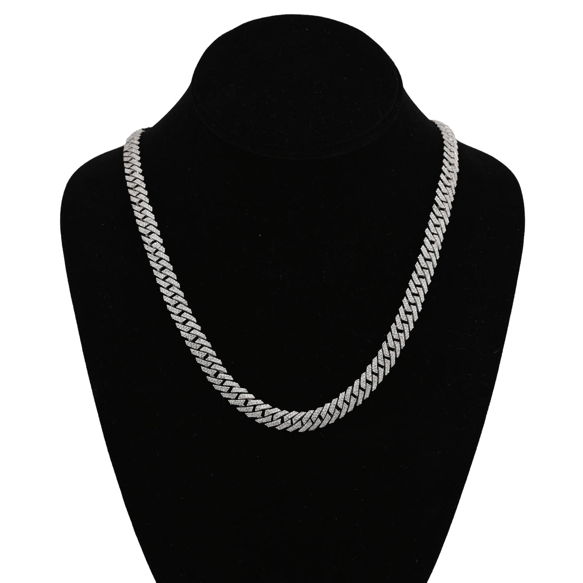 925 SS 9.7CT Natural Diamond Snake Cuban Link 8MM Chain Men Women 22" Necklace — view 2