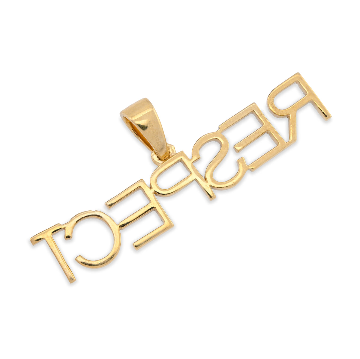 10K Yellow Gold "RESPECT" 0.38CT Natural Diamond Men Pendant Custom Charm — view 7