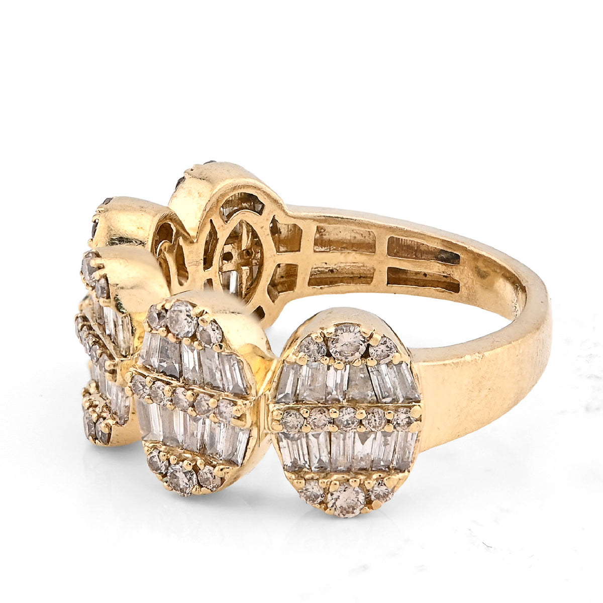 10K Yellow Gold Round/Baguette 2.50CT Oval Link Natural Diamond Men Pinky Ring — view 2
